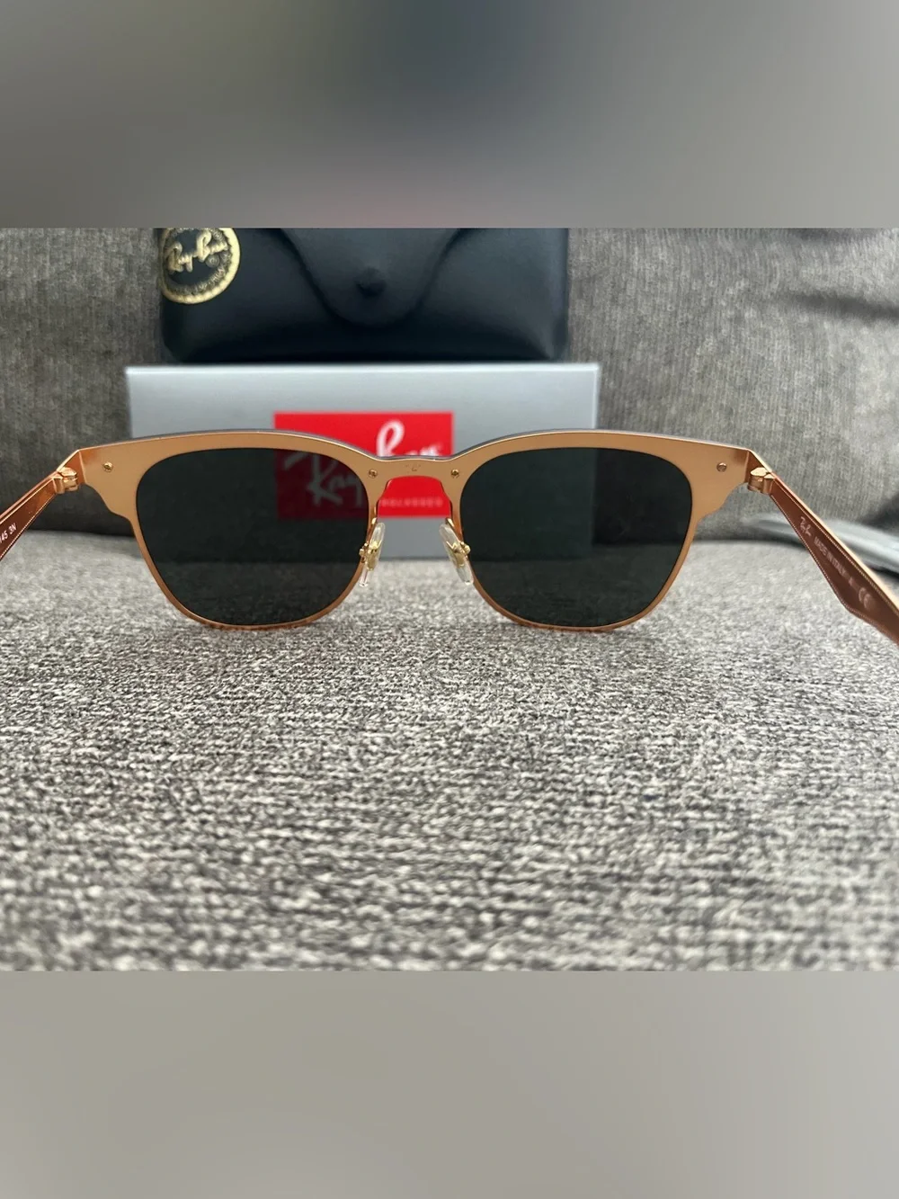 Women’s Clubmaster Blaze Sunglasses Green Lens Unisex Men’s Glasses Black Gold